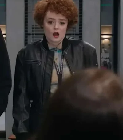 Leah Byrne Dept Q S01 Bomber Leather Jacket