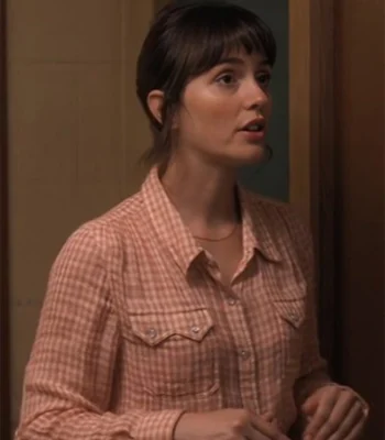 Leighton Meester Good Cop Bad Cop Pink Check Shirt
