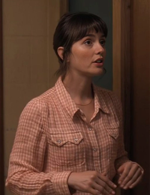 Leighton Meester Good Cop Bad Cop Pink Check Shirt Leighton Meester Good Cop Bad Cop Pink Check Shirt