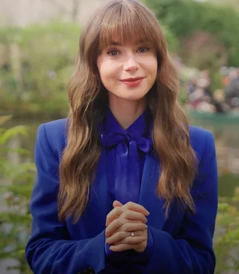 Lily Collins Emily in Paris S04 Blue Suit