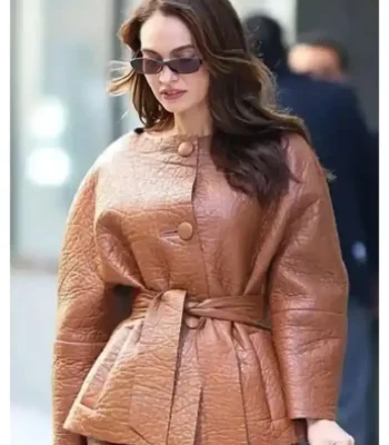 Lily James Good Morning America Brown Jacket
