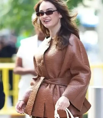 Lily James Good Morning America Brown Jacket