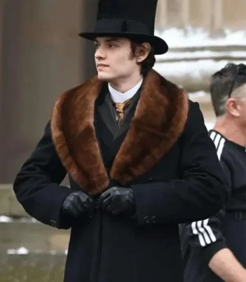 Louis Partridge House of Guinness S01 Black Fur Coat