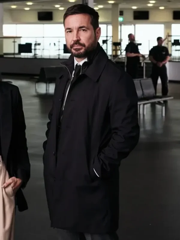 Martin Compston Red Eye Black Coat