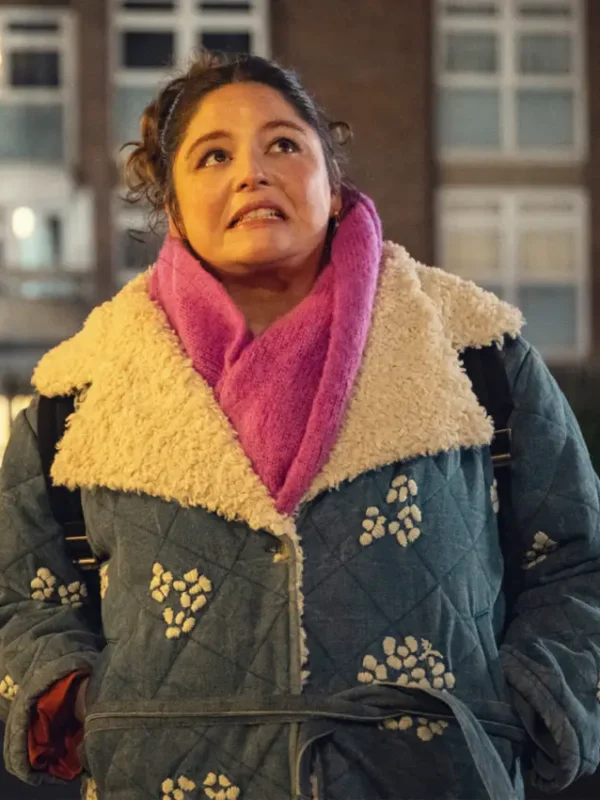 Megan Stalter Too Much S01 Blue Quilted Coat