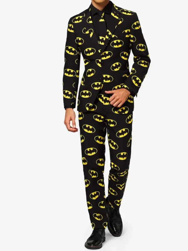 Mens Black 2 Piece Batman Style Suit