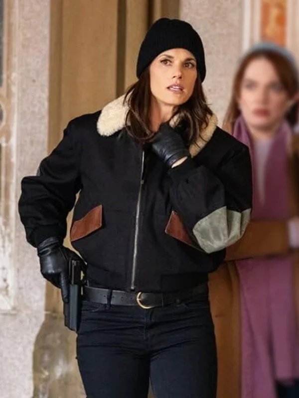 Missy Peregrym FBI S07 Black Shearling Bomber Jacket