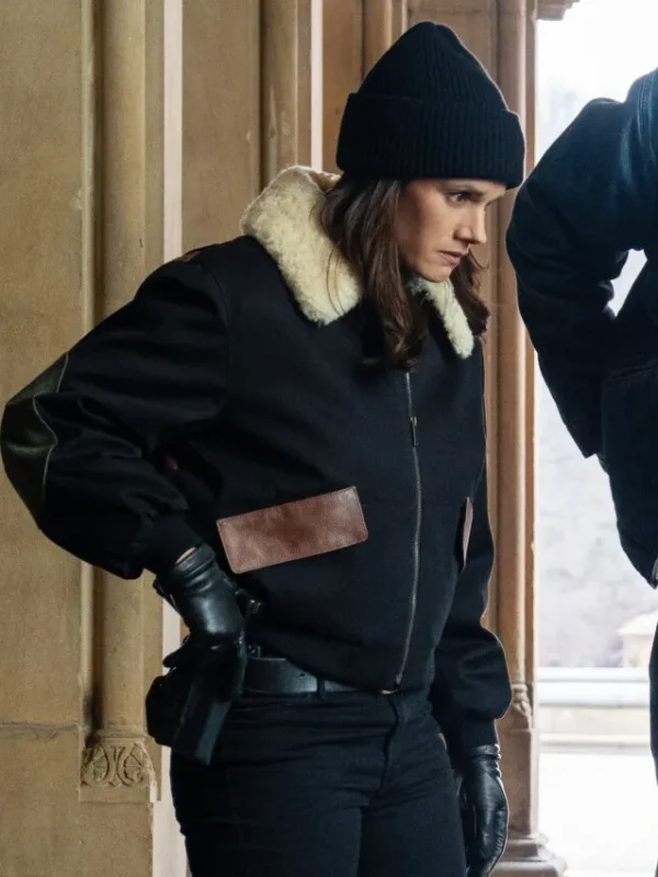 Missy Peregrym FBI S07 Black Shearling Bomber Jacket