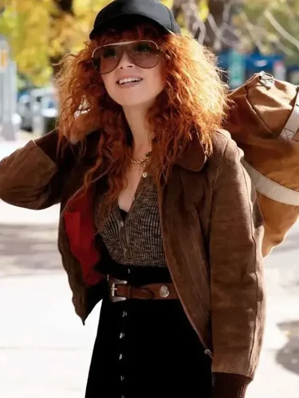 Natasha Lyonne Poker Face S02 Brown Suede Leather Jacket