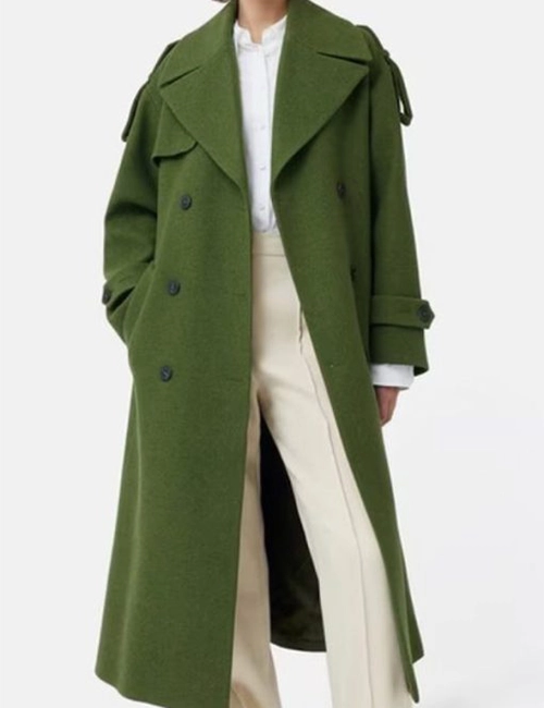 Niamh Algar Playing Nice Green Trench Coat