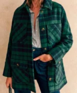 Niamh Algar Playing Nice S01 Green Tartan Plaid Coat