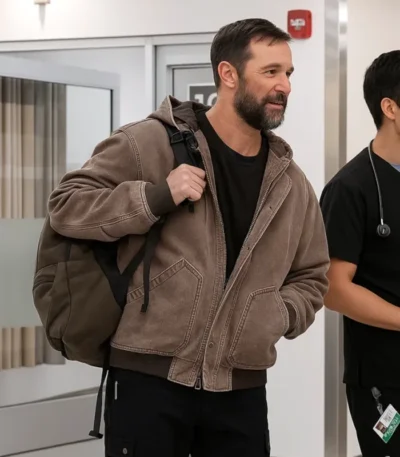 Noah Wyle The Pitt S02 Brown Denim Jacket