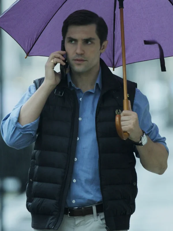 Phil Dunster Surface S02 Black Puffer Vest