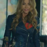 No Good Deed Linda Cardellini Blue Peplum Leather Jacket
