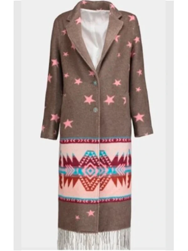 Rochenda Sandall Amandaland Star Print Wool Coat