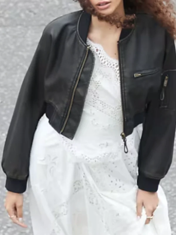 Rosie Jones Pushers S01 Cropped Leather Jacket
