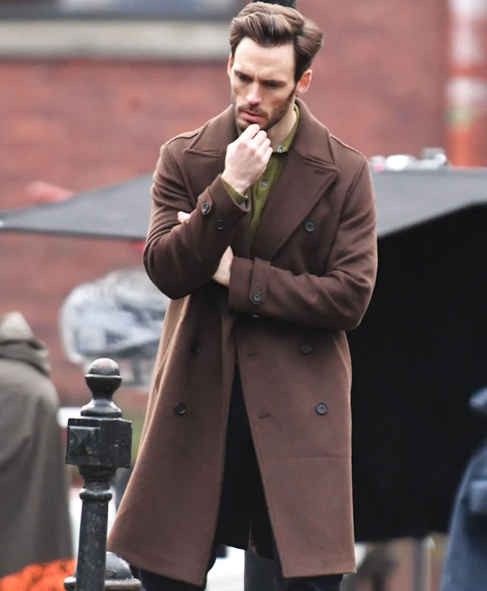 Sam Claflin Lazarus S01 Brown Wool Coat Sam Claflin Lazarus S01 Brown Wool Coat