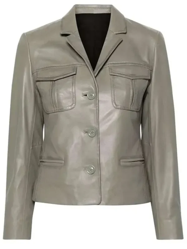 Samira Parker Ballard S01 Grey Leather Jacket