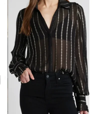 Sasha Gilmore General Hospital Black Stripe Shirt