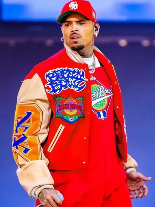 Chris Brown Breezy Bowl XX Letterman Red Varsity Jacket