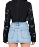 Divorced Sistas Studded Checkered Leather Jacket