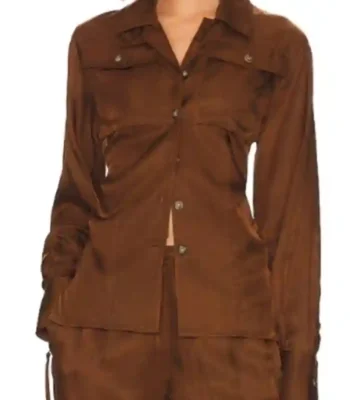 Found Shanola Hampton Lapel Style Brown Shirt