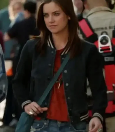 90210 Jessica Stroup Black Varsity Jacket