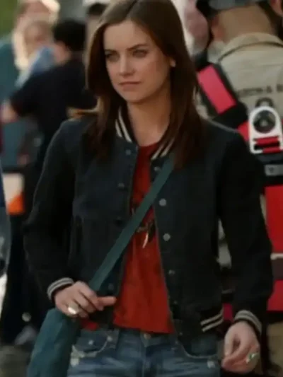 90210 Jessica Stroup Black Varsity Jacket