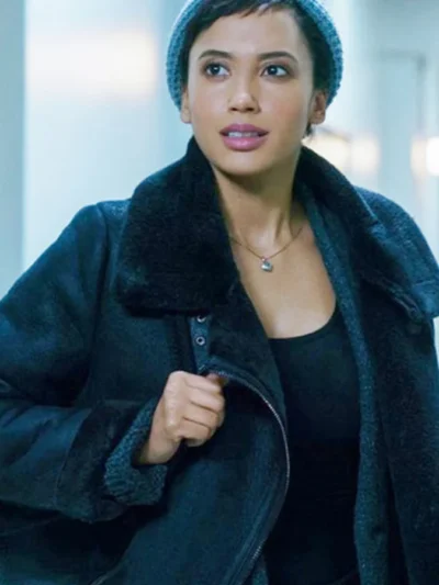 Andy Allo Upload Shearling Black Leather Jacket