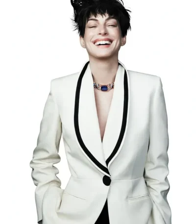 Anne Hathaway Vogue China White Blazer
