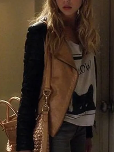 Ashley Benson Pretty Little Liars S04 Brown and Black Leather Jacket