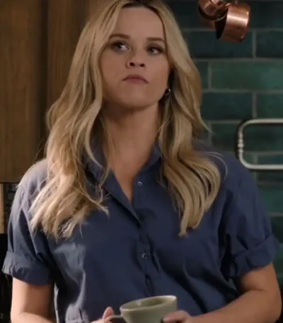 The Morning Show S03 Reese Witherspoon Blue Shirt