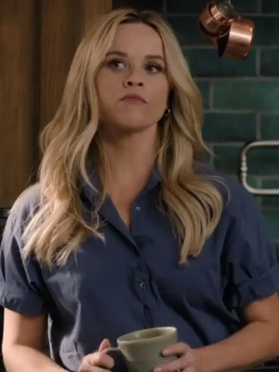 The Morning Show S03 Reese Witherspoon Blue Shirt