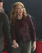 Connie Britton Nashville S02 Burgundy Leather Jacket