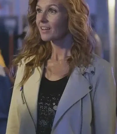 Connie Britton Nashville S02 White Biker Leather Jacket