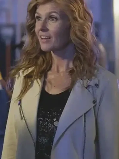 Connie Britton Nashville S02 White Biker Leather Jacket