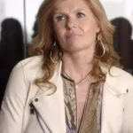 Connie Britton Nashville S02 White Biker Leather Jacket