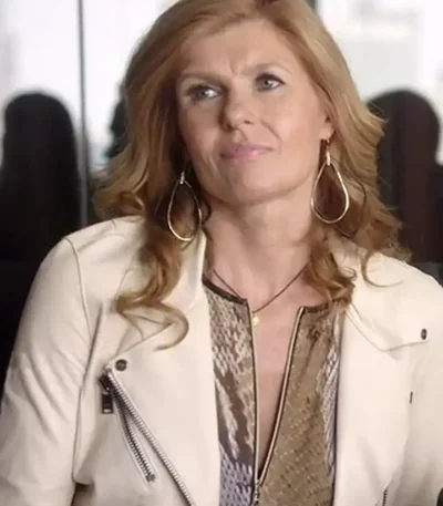 Connie Britton Nashville S02 White Biker Leather Jacket