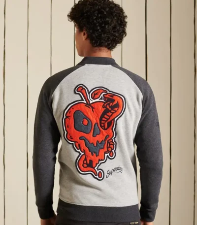 Crossing Lines Jersey Grey Bomber Jacket