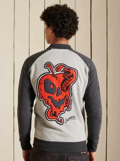 Crossing Lines Jersey Grey Bomber Jacket