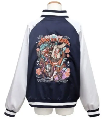 Dandadan Souvenir Satin Varsity Bomber Jacket
