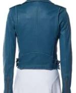 Denée Benton Unreal S02 Blue Biker Leather Jacket