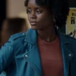 Denée Benton Unreal S02 Blue Biker Leather Jacket
