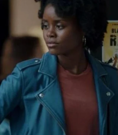 Denée Benton Unreal S02 Blue Biker Leather Jacket