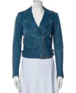 Denée Benton Unreal S02 Blue Biker Leather Jacket