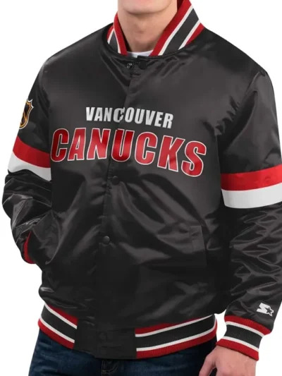 Diveplay Vancouver Canucks Black Satin Jacket