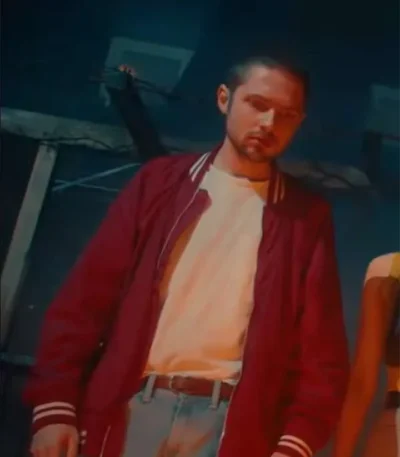 Don’t Look Away Ries Fowler Red Satin Bomber Jacket