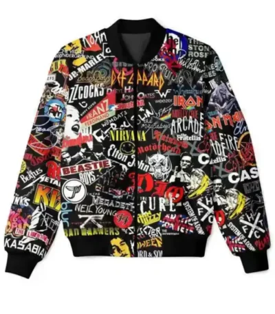 Funky Pattern Printed Bomber Jacket