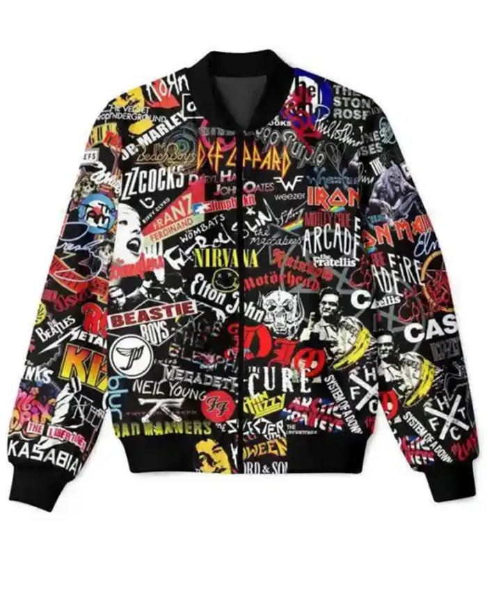 Funky Pattern Printed Bomber Jacket Funky Pattern Printed Bomber Jacket