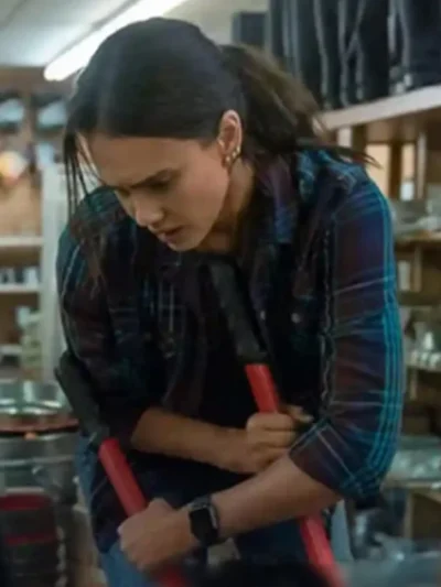 Jessica Alba Trigger Warning 2024 Plaid Jacket